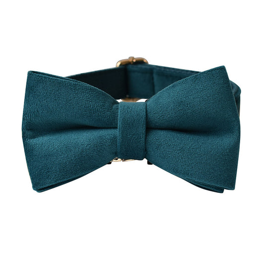 Dog Bow Tie Collar And Leash Set - Blue