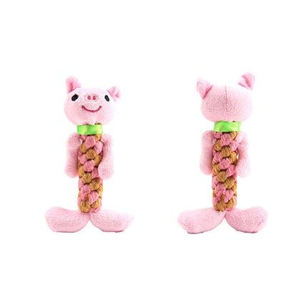 A cute animal shape dog chew toy for relieving bordem - pig