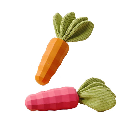 Durable Squeaky Carrot Dog Rubber Toy