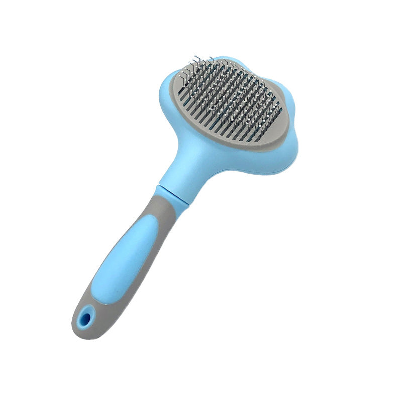 A pet comb with hair on it removed by one button. Make grooming easier.