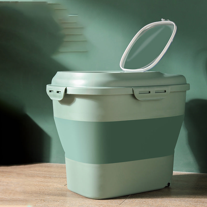 large pet food storage bucket -green