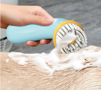 A pet bath brush which can store body soap