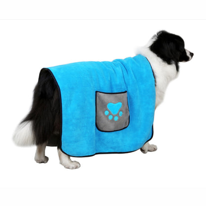 Water absorbent towel for quick drying after showering your pets and the pockets on it for holding the towel tight