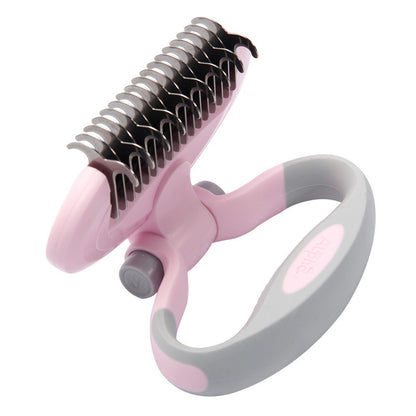 Pet comb with two heads with one head for knots and mats, while the dense serial port head ensures smooth and pain-free combing